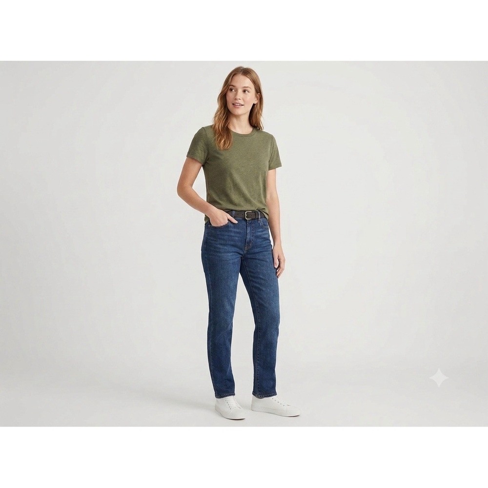 J.Crew 96 Straight Jeans Womens Size 32 High Rise Dark Wash Blue Stretch Denim